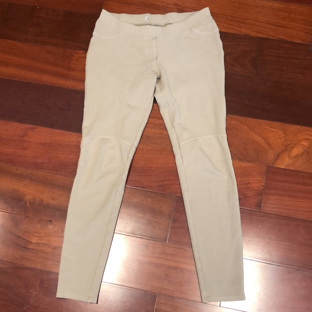 Khaki Colored Stretch Pants/Leggings Double Stitched Low Riding Size Sm
